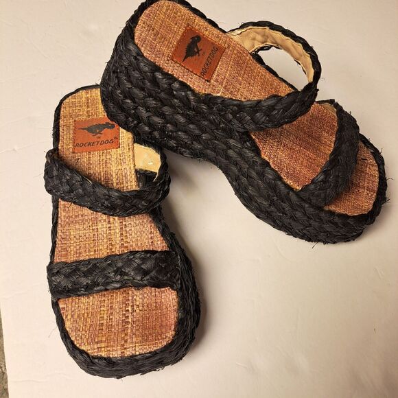 Rocket Dog Chunky Platform ESPADRILLES WOMENS SIZE 6 Black 90s Y2K party beach - Picture 11 of 11